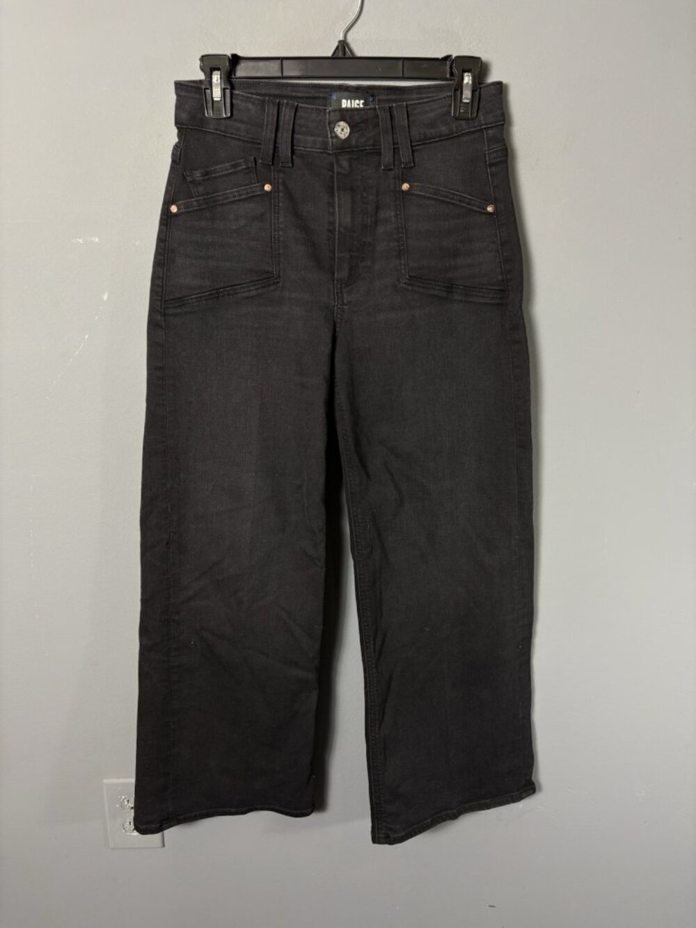 PAIGE Womens Size 26 Anessa Wide-Leg Cropped Jeans Renetta Wash (Black)